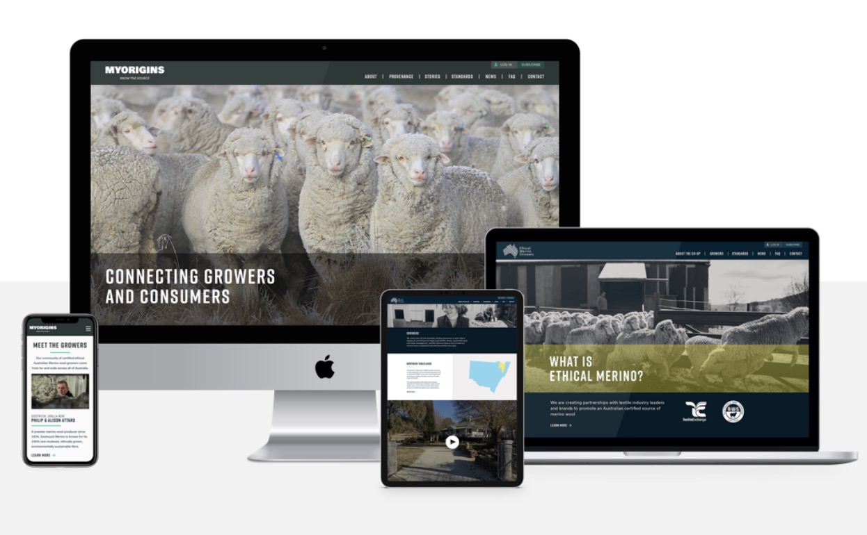 My Origins & Ethical Merino Growers website preview