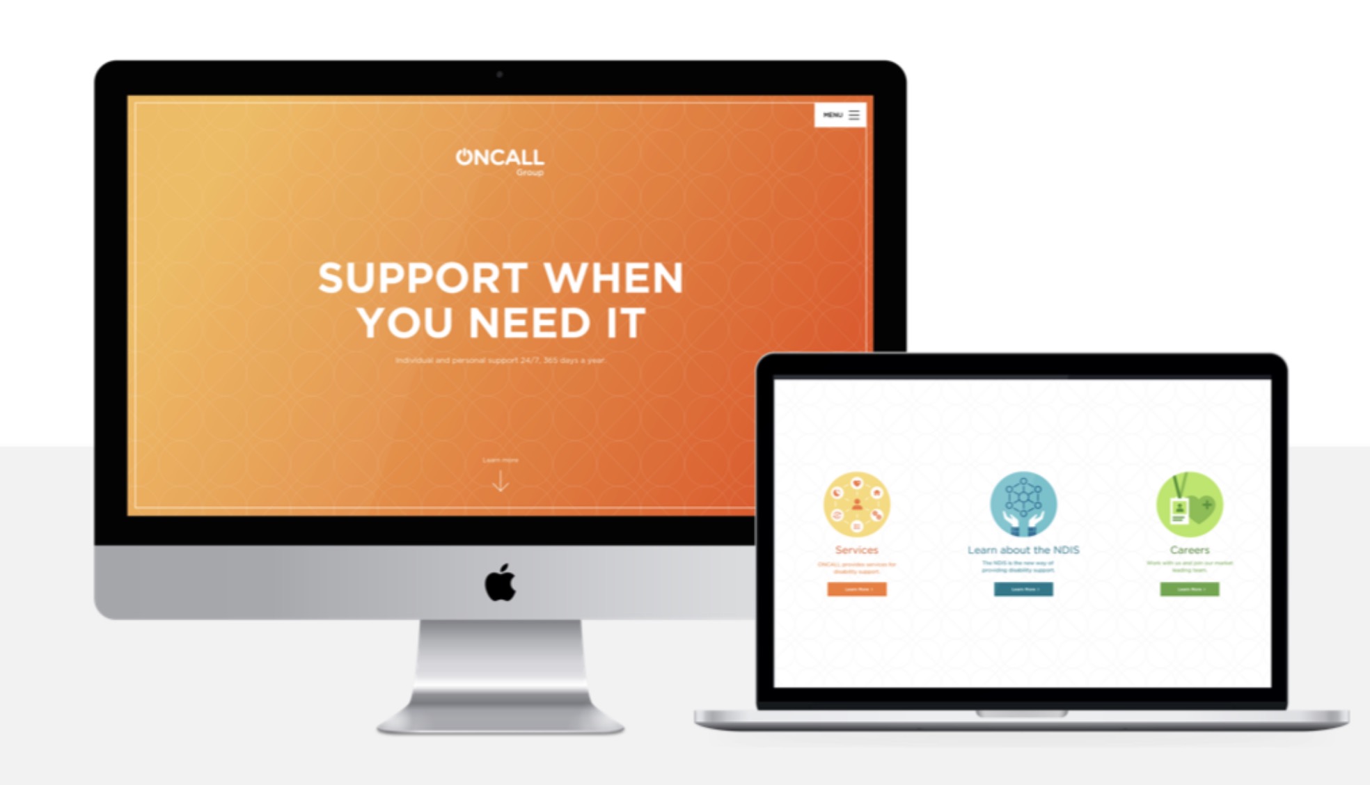 Oncall website preview on PC and laptop