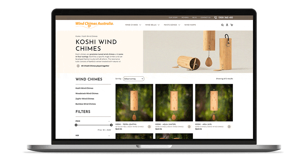 Wind Chimes Website Showcase Loop Animation